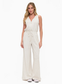 Zipper Detail Scuba Jumpsuit - Oatmeal