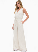 Zipper Detail Scuba Jumpsuit - Oatmeal