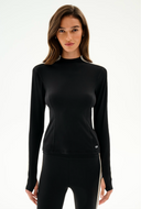 Isabelle Airweight Lite Mock Neck - Black / Creme