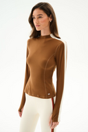 Isabella Airweight Lite Mock Neck - Toffee / Creme