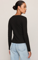 Albany Waffle Snap Front Top - Black