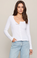 Albany Waffle Snap Front Top - White