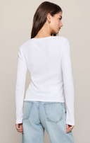 Albany Waffle Snap Front Top - White