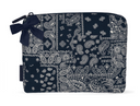 Navy Bandana Bow Crinkle Makeup & Toiletry Bag