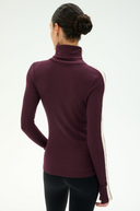 Jackson Rib Full Length Turtleneck - Dark Cherry / Creme