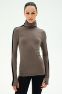Jackson Rib Full Length Turtleneck - Lentil / Black