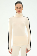 Jackson Rib Full Length Turtleneck - Creme / Black