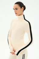 Jackson Rib Full Length Turtleneck - Creme / Black