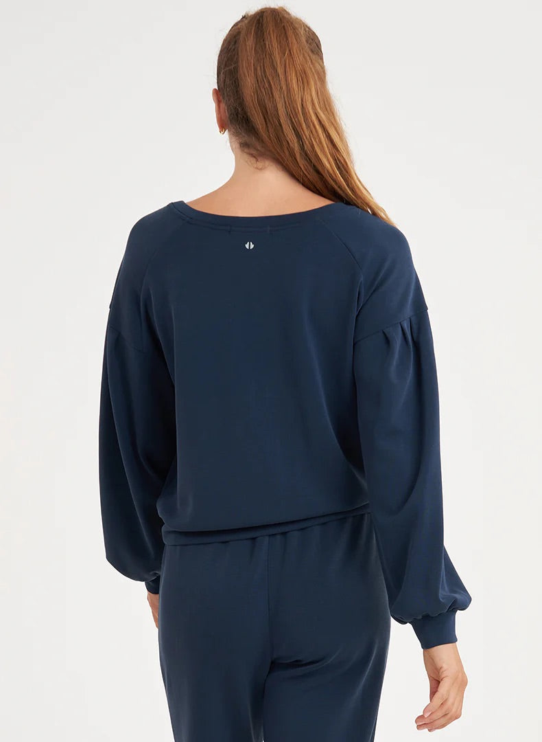Pleated Pullover Navy