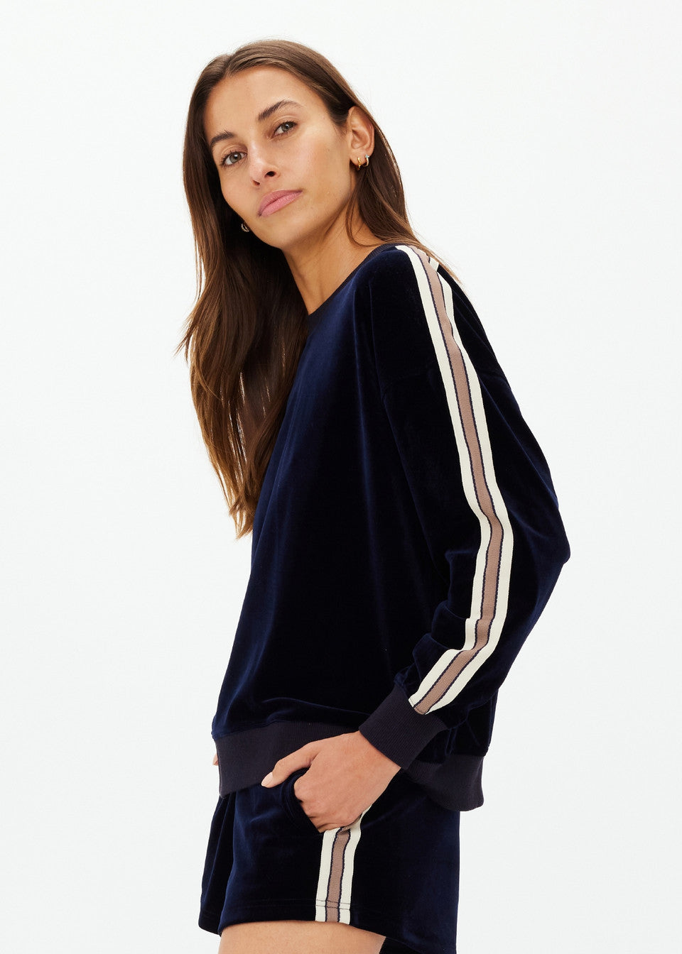 Monaco Lisel Crew Neck Sweater- Navy