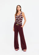 Marnie Panelled Wide Leg Pant- Bourdeaux