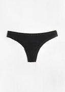 Blush Micro Lace Trim Thong- Black