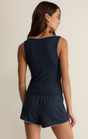 Stately V-Neck Tank- Eclipse