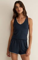 Stately V-Neck Tank- Eclipse