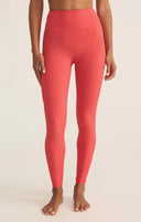 Sporty Ribbed Ankle Legging - Persimmon