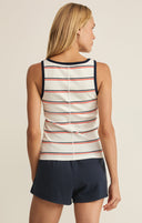 Fisher Striped Ribbed Tank- White