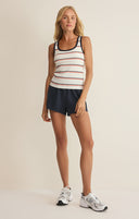Fisher Striped Ribbed Tank- White