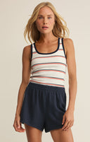 Fisher Striped Ribbed Tank- White