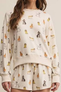 Cozy Up Pup LS Top- White