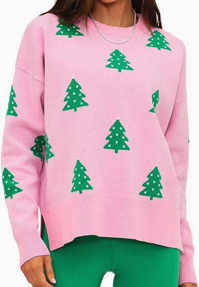 Callie Sweater- Pink Christmas