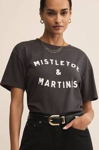 Mistletoe Boyfriend Tee- Black Sand