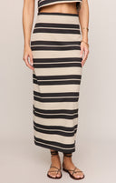Gail Striped Jersey Midi Skirt- Ash Black