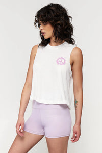 May All Beings Crop Tank Stone